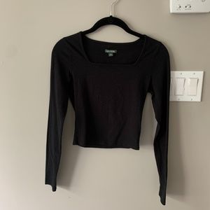 Black Square Neck Top